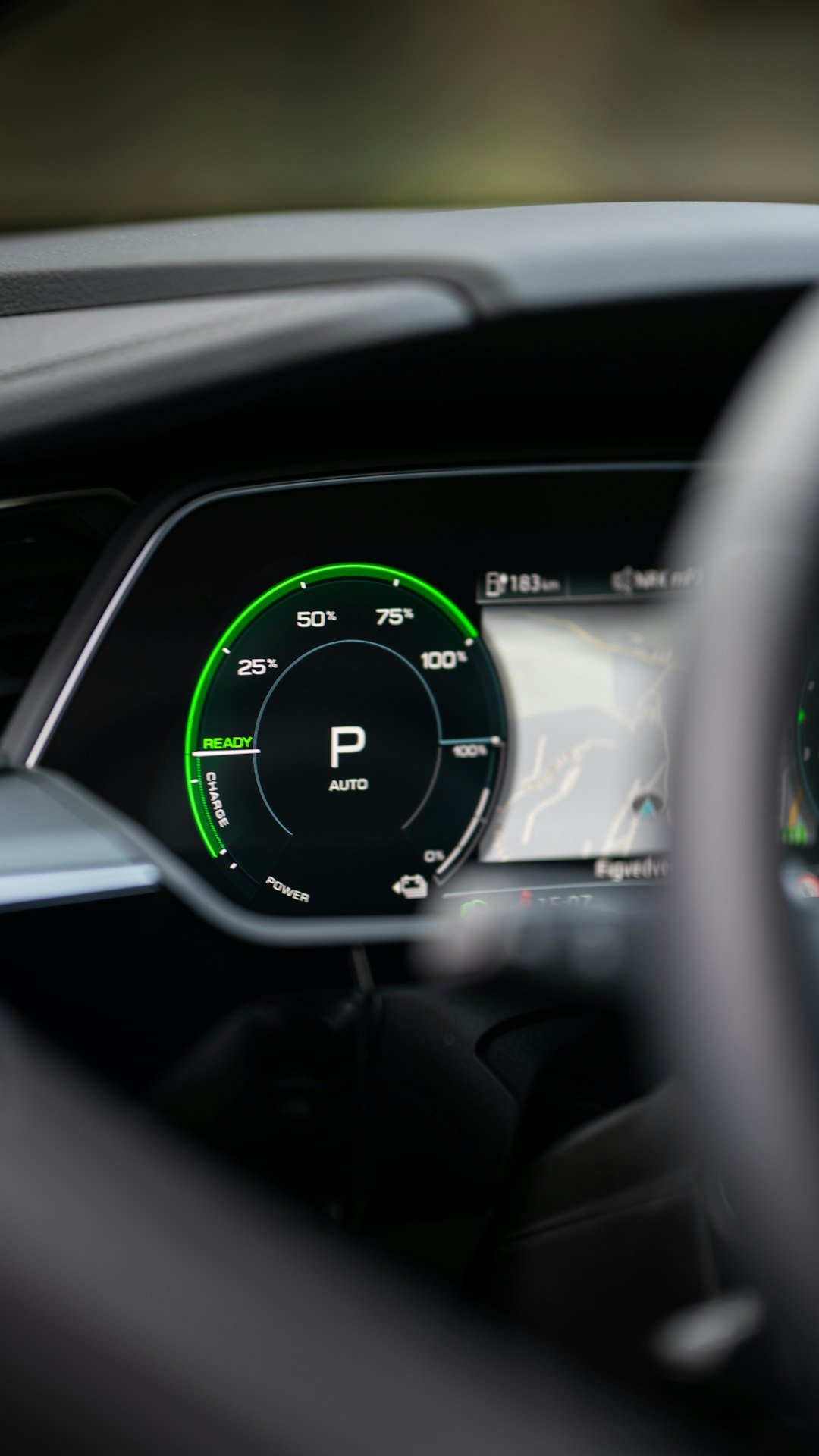 Car instrument cluster in the dark